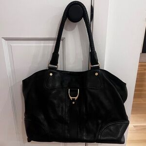 Cole Haan Black Leather Shoulder Bag with Gold Hardware